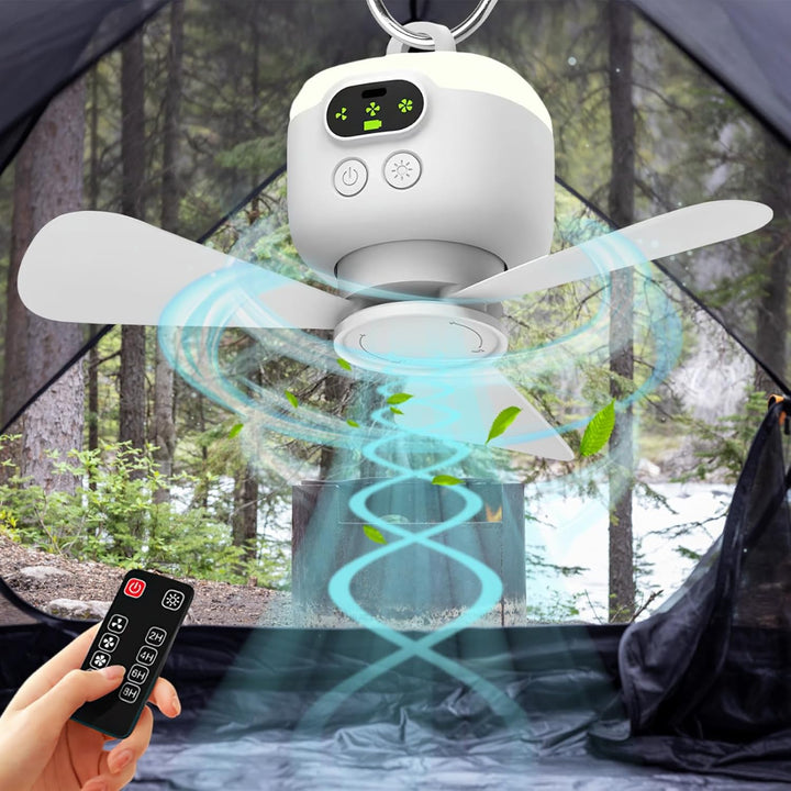 EagerMinds Camping Licht LED Campinglampe, Camping-Ventilator mit Licht, VentilatorCamping USB Aufla