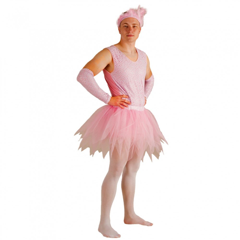 Krause &amp; Sohn Kostüm Ballerina für Männer M- XL Body Tüllrock Armstulpen rosa Männerballett, M