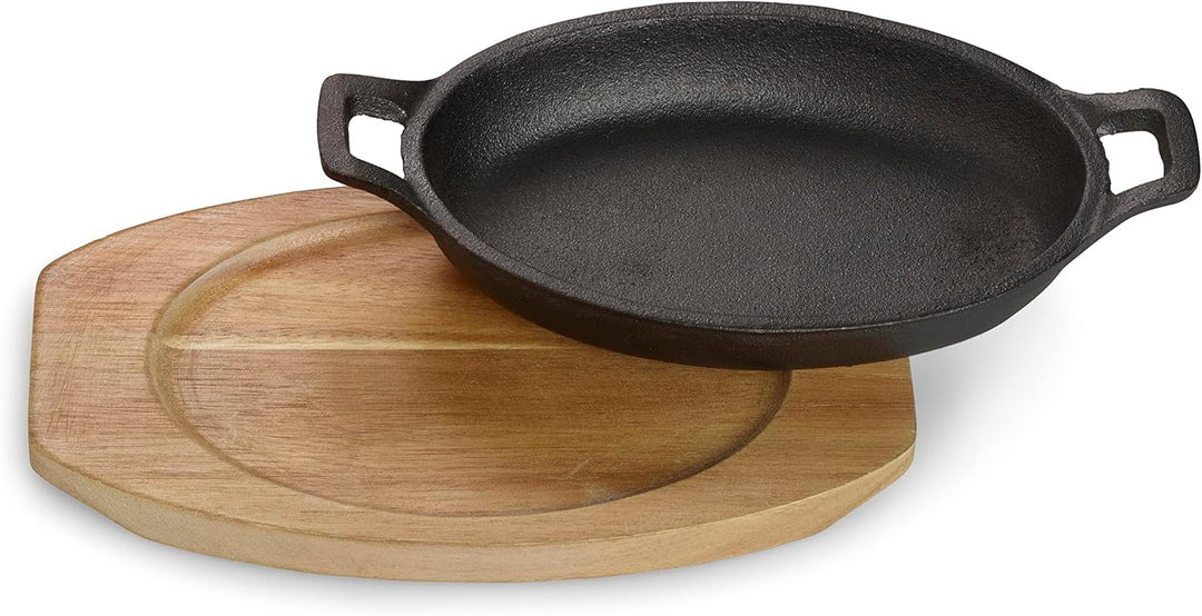 ECHTWERK Servierschalen Set aus Gusseisen, Servierpfännchen, Auflaufform mit Servierbrett, Grillpfan