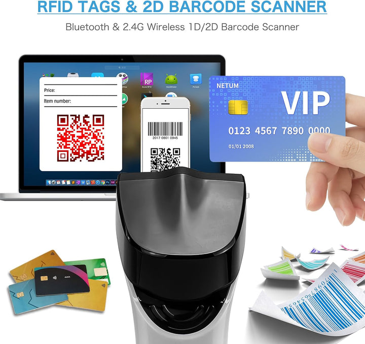 NETUM Kabelloser Hybrid-RFID-Bilder, NF-RFID-Tags-Lesegerät und 1D/2D-QR-Barcode-Scan, Verbindung üb