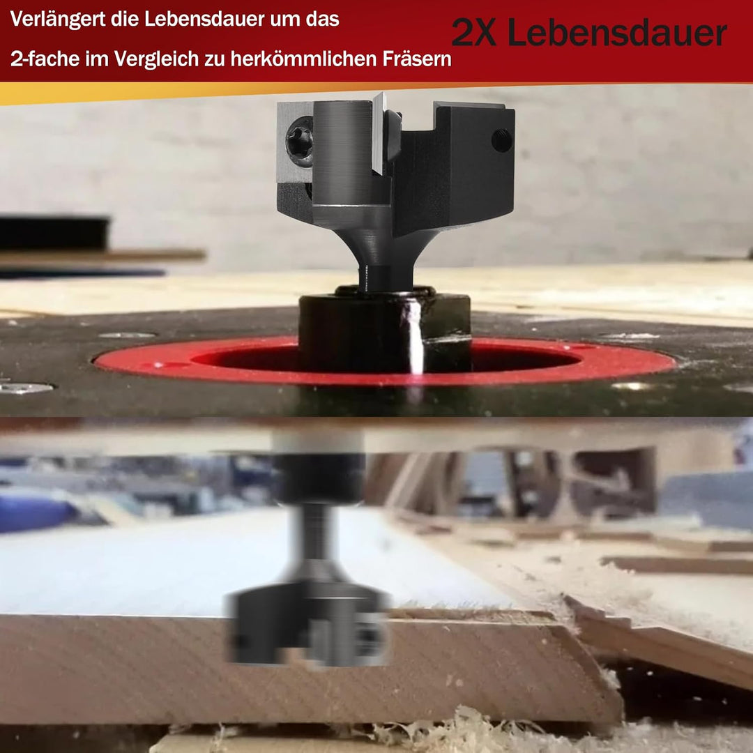Trvoxviq Planfräser 8mm schaft 3 Flöten mit 10 austauschbaren Hartmetallmessern (12x12x1.5mm) für Ho