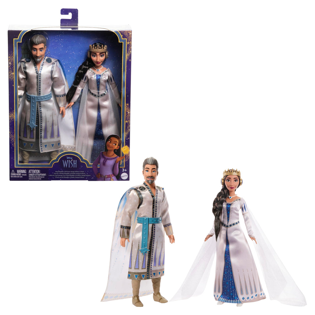 Mattel Disneys Wish, König Magnifico und Königin Amaya von Rosas, 2er-Pack, posierbare Modepuppen mi