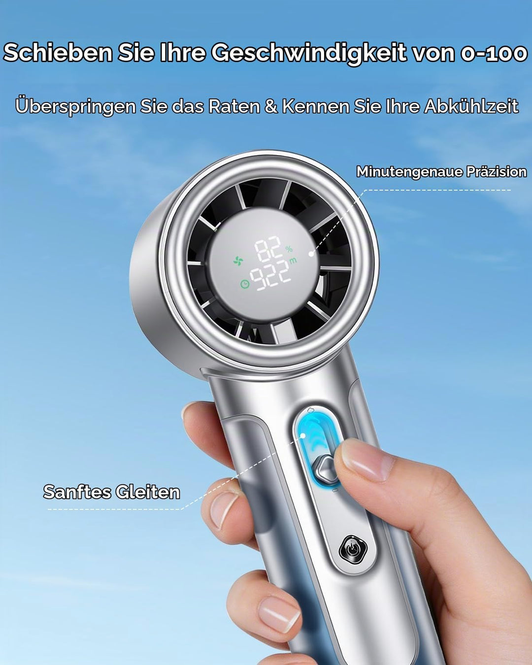 Handventilator Tragbar, Leistungsstarker Mini Ventilator, 5000mAh Akku bis zu 18 Std. Laufzeit, Tasc