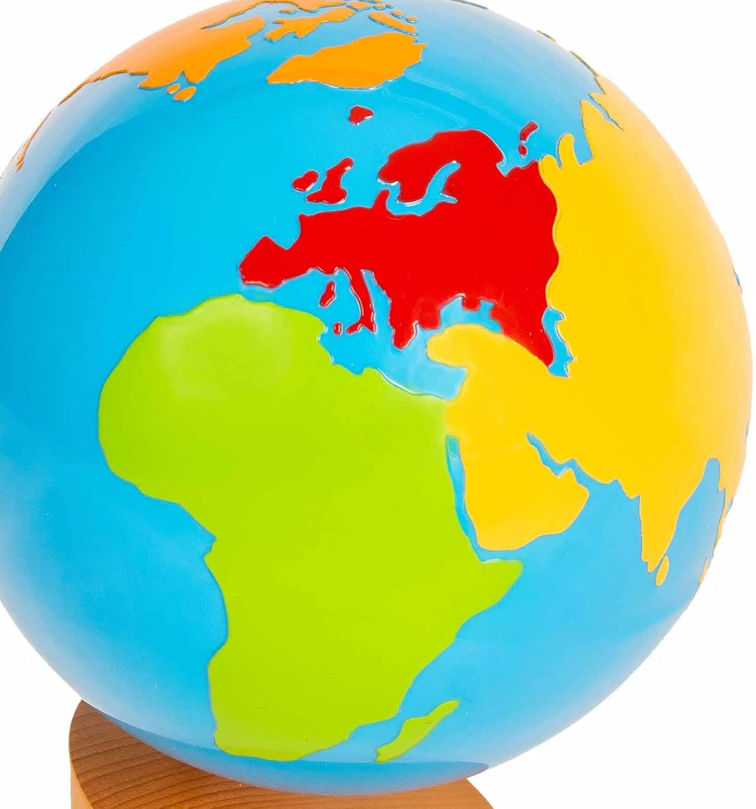 Globus mit farbigen Erdteilen, Montessori-Material zum Kennenernen der Erde
