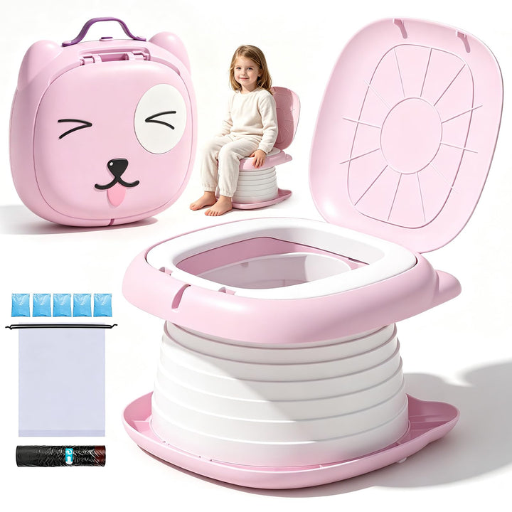 Faltbares Töpfchen für Kinder - Reisetoilette Kinder Rosa, Rosa