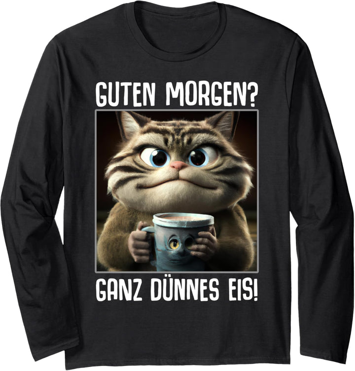 Kaffee Morgenmuffel Mitarbeiter Spruch Lustig Katze Geschenk Langarmshirt