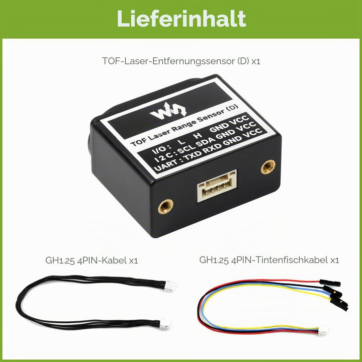 Waveshare TOF (time of Flight) Laser Range Sensor, UART / I2C / IO Communication Support, 50m Measur