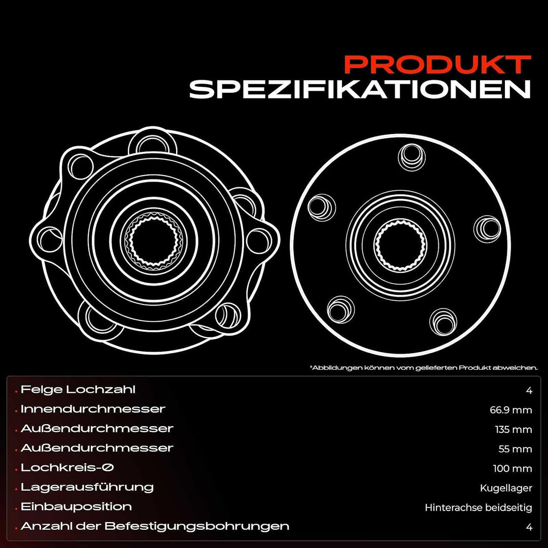 Frankberg 2x Radnabe Radlagersatz Hinterachse für Yaris P1 Yaris Verso P2 1.0L-1.5L 1999-2005 424100