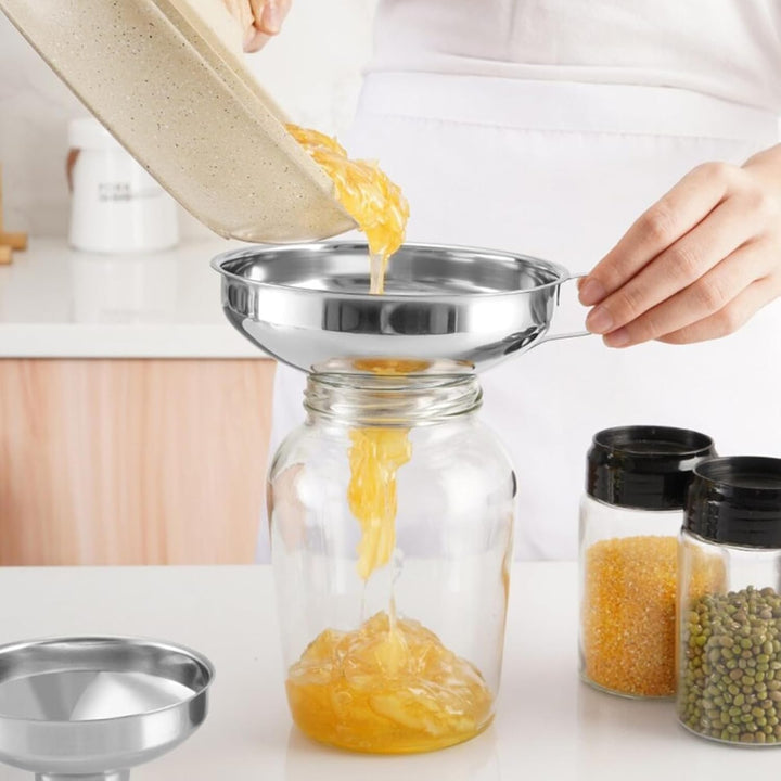 Trichter Edelstahl 6-teilig, Marmeladentrichter mit Sieb, Trichter küche Set für Marmelade, Öl, Bohn