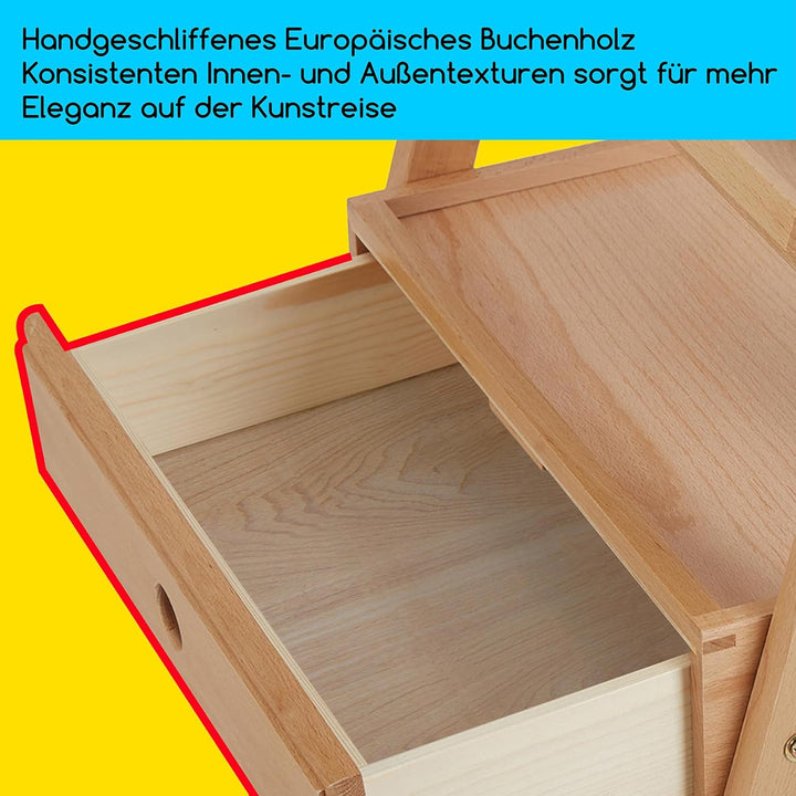 MEEDEN Staffelei Holz Gross mit Aufbewahrungsschublade, Verstellbare Leinwand Ständer (152-190cm) au