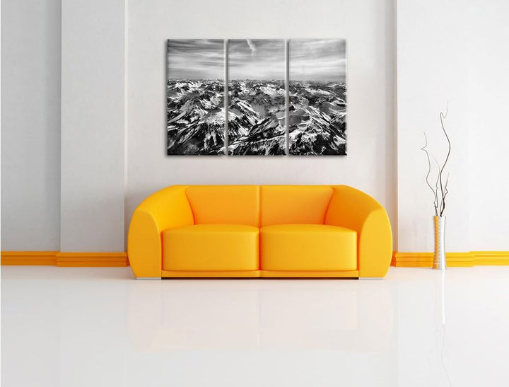 Pixxprint Alpen als Leinwandbild | Grösse: 3 Teilig (120x80) | Wandbild| Kunstdruck | fertig bespann