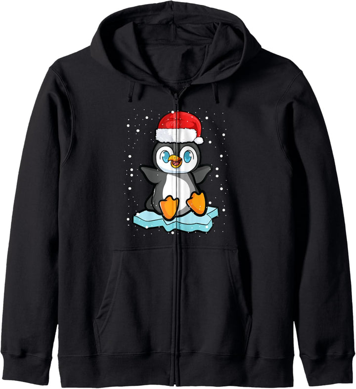 Weihnachten lustiger Pinguin Schneeflocke Weihnachtsmann Kapuzenjacke