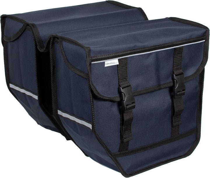 BikyBag Model M – Doppelte Fahrradtaschen für Gepäckträger (Dunkelblau), Dunkelblau