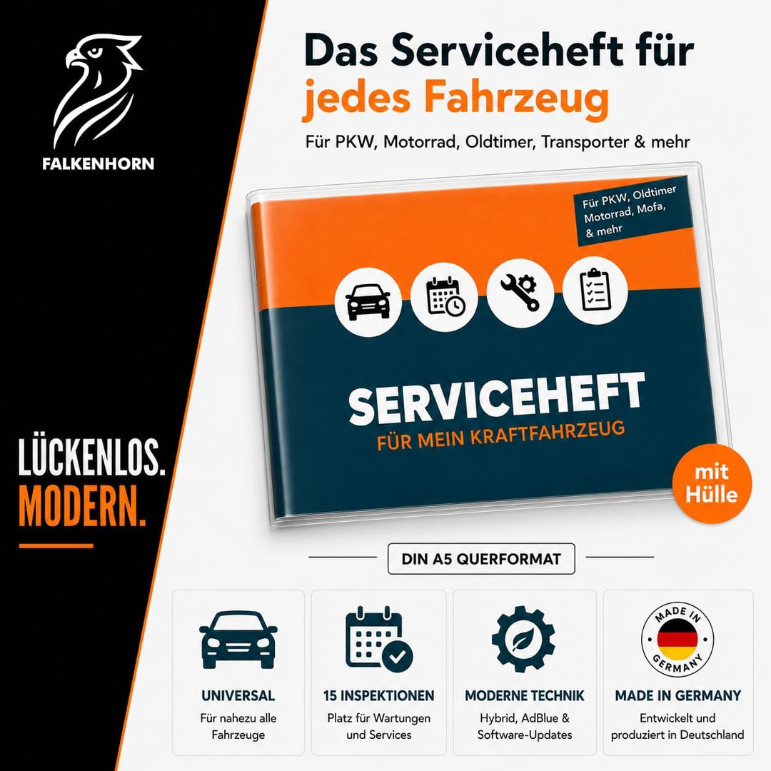 Serviceheft Auto inkl. Hülle | Universal Scheckheft, Inspektionsheft &amp; Wartungsheft für KFZ, PKW, Ol