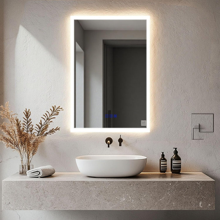 LED Spiegel Bad mit Bluetooth 50x70 cm – Badezimmerspiegel mit Beleuchtung, Dimmbar, Warmweiss &amp; Kal