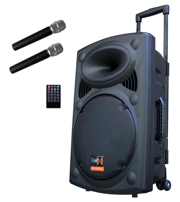 Mobile PA Sound Anlage Akku-MP3-USB-SD inkl. Funkmikrofone 700W Soundsystem E-Lektron EL30-M Bluetoo