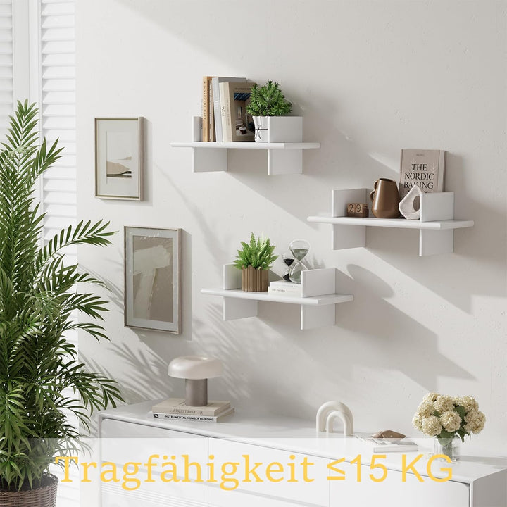 Holz Wandregal 3er Set, Schweberegal für Deko und Aufbewahrung | Platzsparende Hängeregale aus Holz