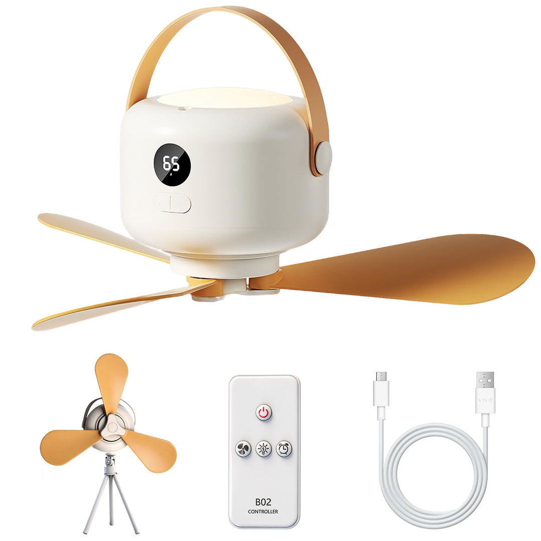 USB Campingventilator mit LED Licht mit 5-Gang-Wind,Wiederaufladbar mit Fernbedienung