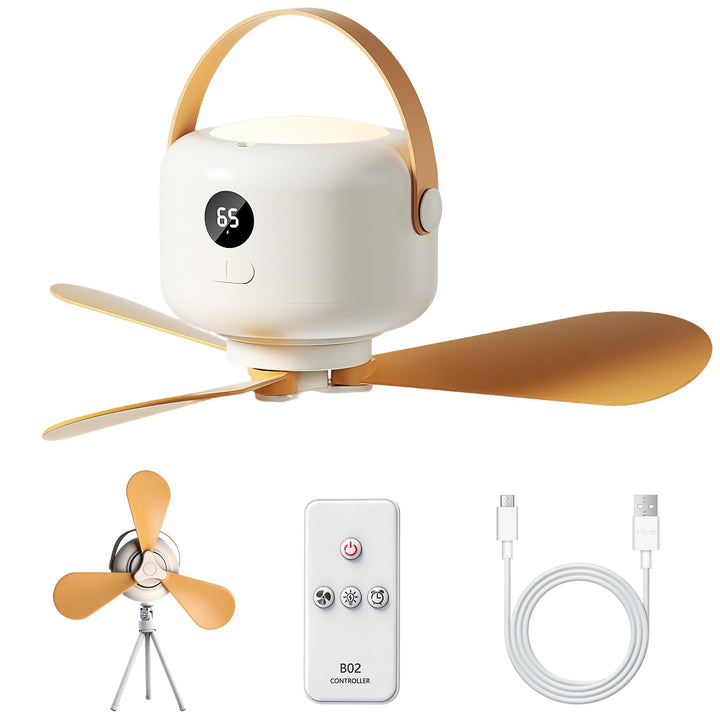 USB Campingventilator mit LED Licht mit 5-Gang-Wind,Wiederaufladbar mit Fernbedienung