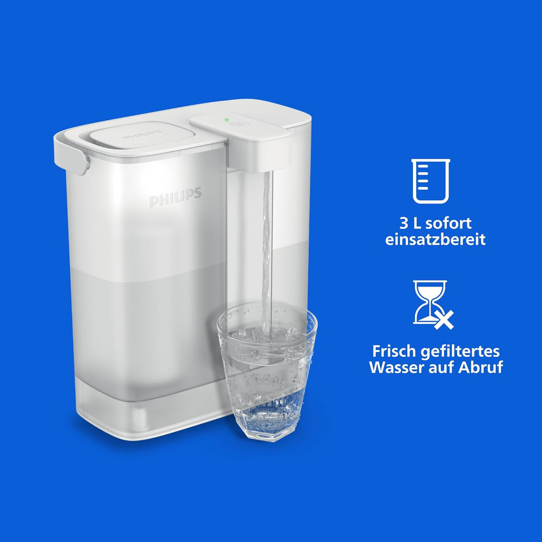 Philips Water Instant Water Filter - 3 l Fassungsvermögen, 1 l/min schneller Durchfluss, wiederaufla