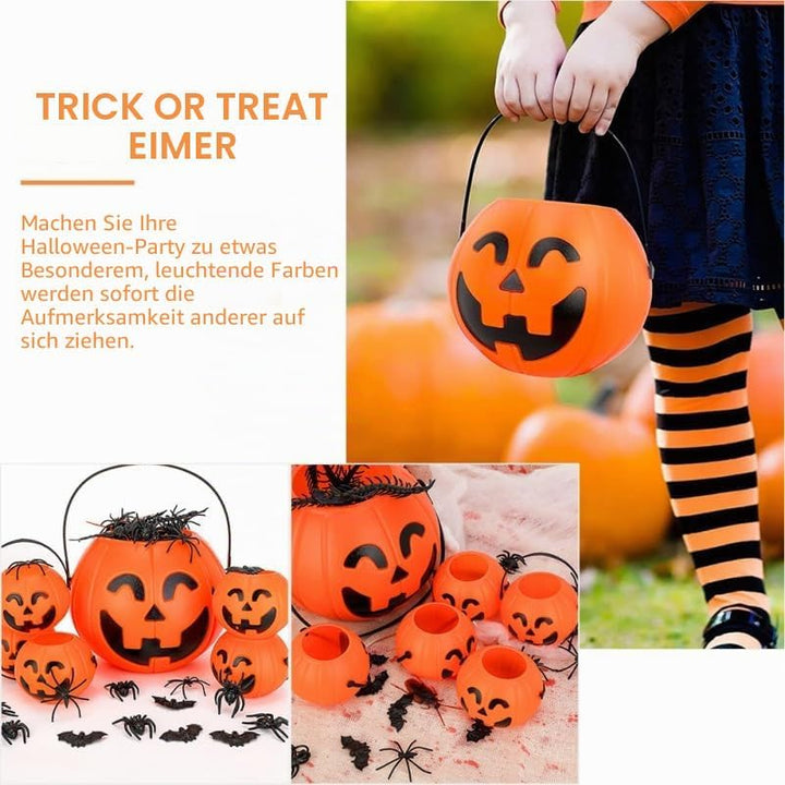 BESTOYARD 6 Stück Halloween Süssigkeiten Eimer mit Griff Kürbis Design Behälter Dekoration für Hallo