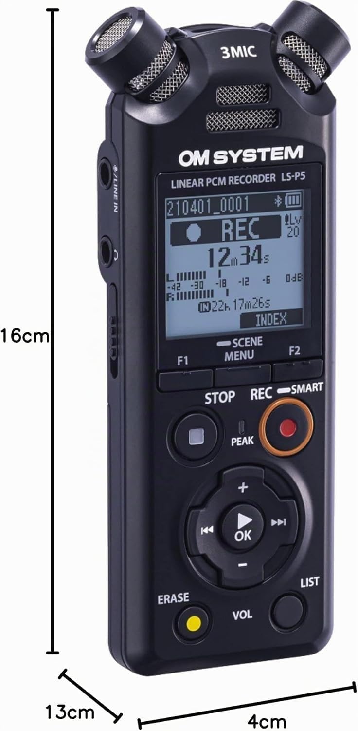 OM SYSTEM LS-P5 Videokamera-Kit, Hi-Res Audiorekorder inkl. Windschutz, Blitzschuhadapter, 3,5 mm Au