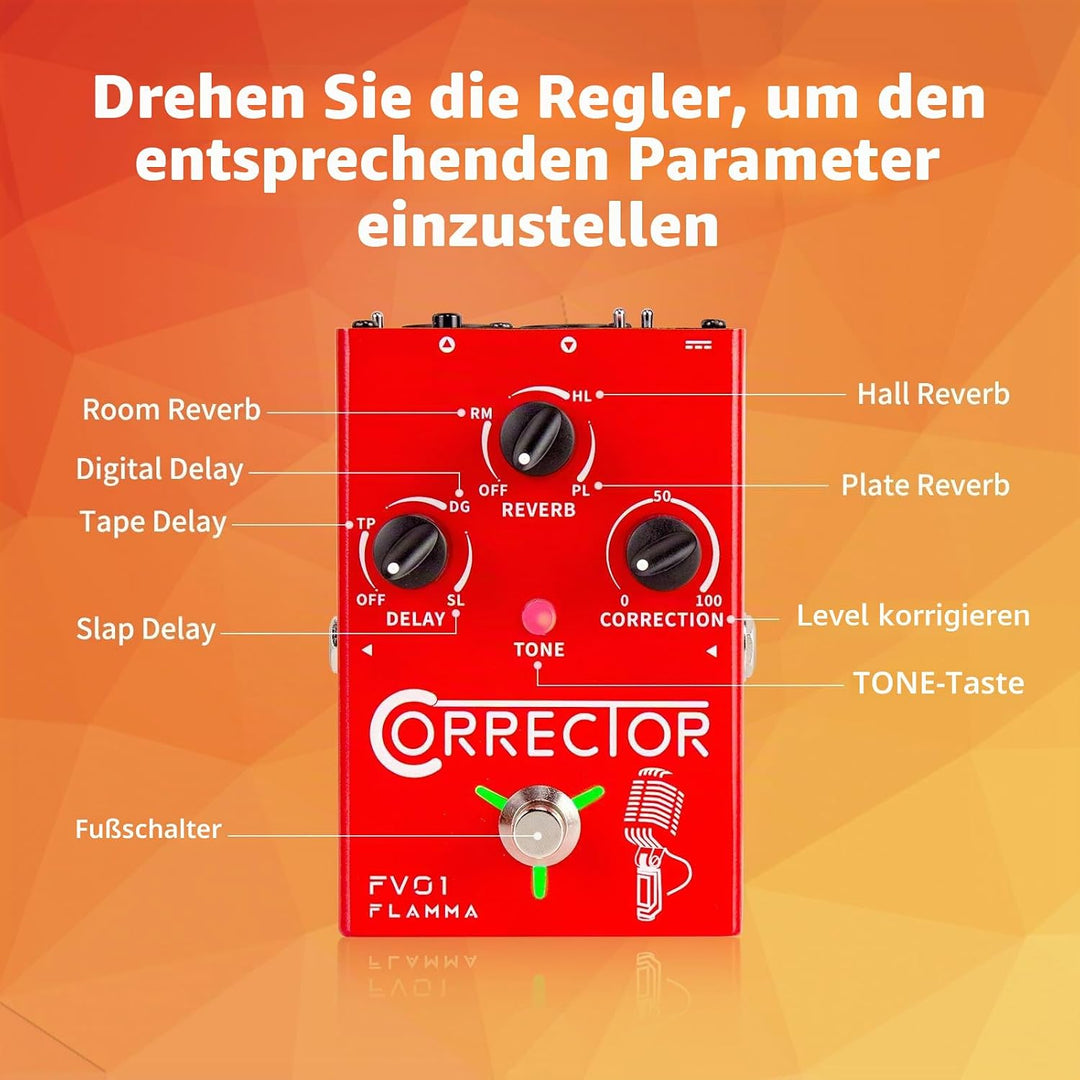 FLAMMA FV01 Vocal Effects Processor Pitch Correction Voice Pedal Vocal Stompbox Microphone Amplifier