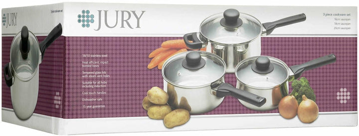 KitchenCraft Jury Induktionssichere Töpfe aus Edelstahl, 3er-Set