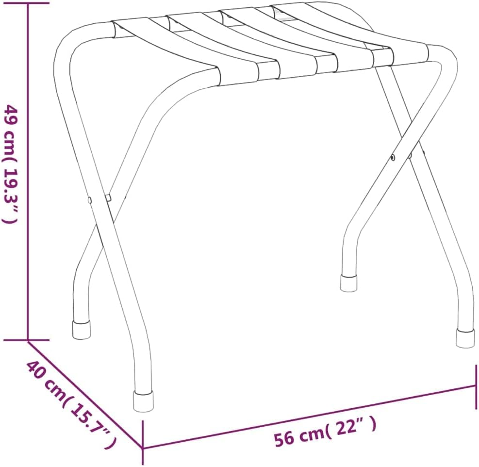 Gepäckablage Schwarz 56x40x49 cm aus Stahl und Nylon, Kofferablage klappbar, Kofferständer mit 4 Gur
