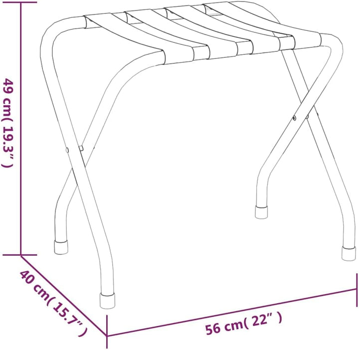 Gepäckablage Schwarz 56x40x49 cm aus Stahl und Nylon, Kofferablage klappbar, Kofferständer mit 4 Gur