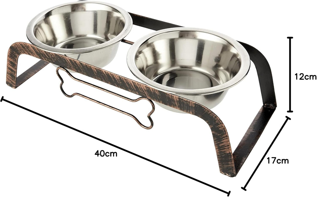 Rosewood Doppelter Dinnerbehälter aus Eisen in Knochenform, 800 ml, 2 Stück Schwarzer Stahl einheits