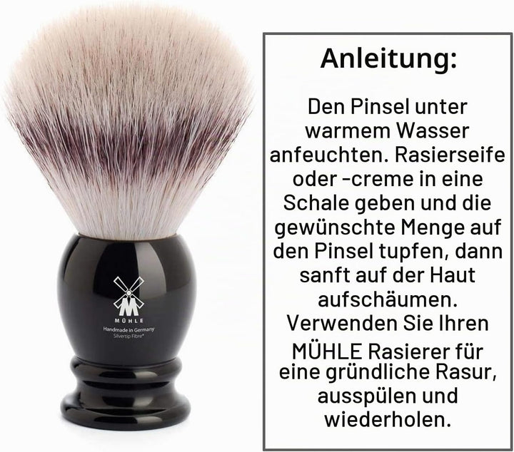MÜHLE Classic Rasierpinsel - Rasurpinsel mit Silvertip Fibre - small/klein - Griff aus schwarzem Ede