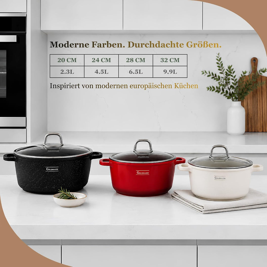 GOLDMANN Kochtopf 32 cm, 10 L, Antihaft, Induktion &amp; Deckel