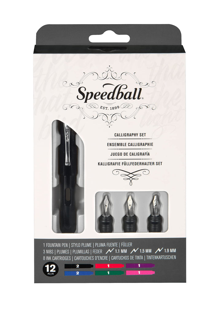 Unbekannt Speedball Kalligraphie Füllfederhalter-Set, silberfarben