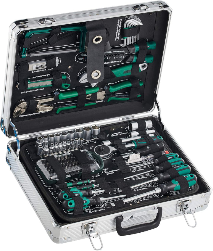 Brüder Mannesmann 124-tlg. Werkzeugsatz im Alukoffer, M29072 &amp; M76503 Schlosserhammer 300 g