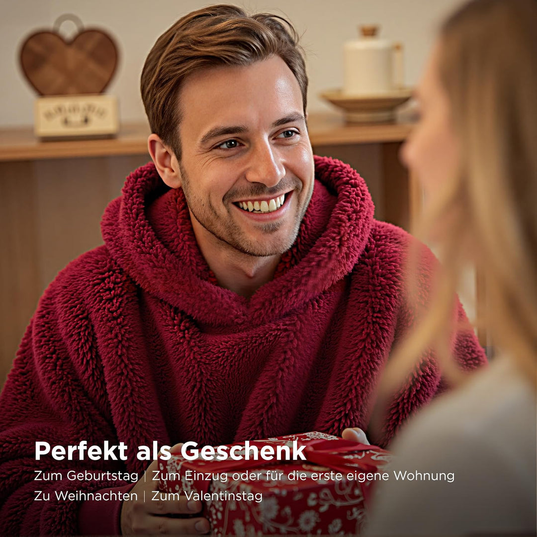 BEDSURE Hoodie Decke mit Ärmeln Burgund - 107x90cm XL Kurz 12 Burgund, XL Kurz 12 Burgund