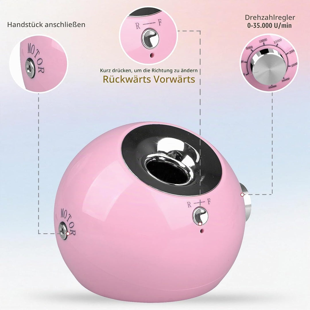 Nagelfräser, Upgraded Profi Nagelfräser 35000 u/min für Gelnägel Acrylnägel, Maniküre Pediküre Set E