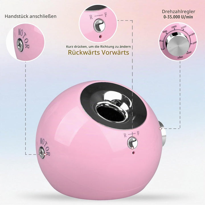 Nagelfräser, Upgraded Profi Nagelfräser 35000 u/min für Gelnägel Acrylnägel, Maniküre Pediküre Set E