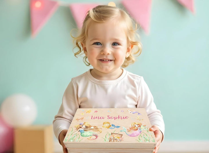 Little Deco Erinnerungskiste mit Name Holzkiste Baby personalisiert | 30 x 20 x 13 cm | Aufbewahrung