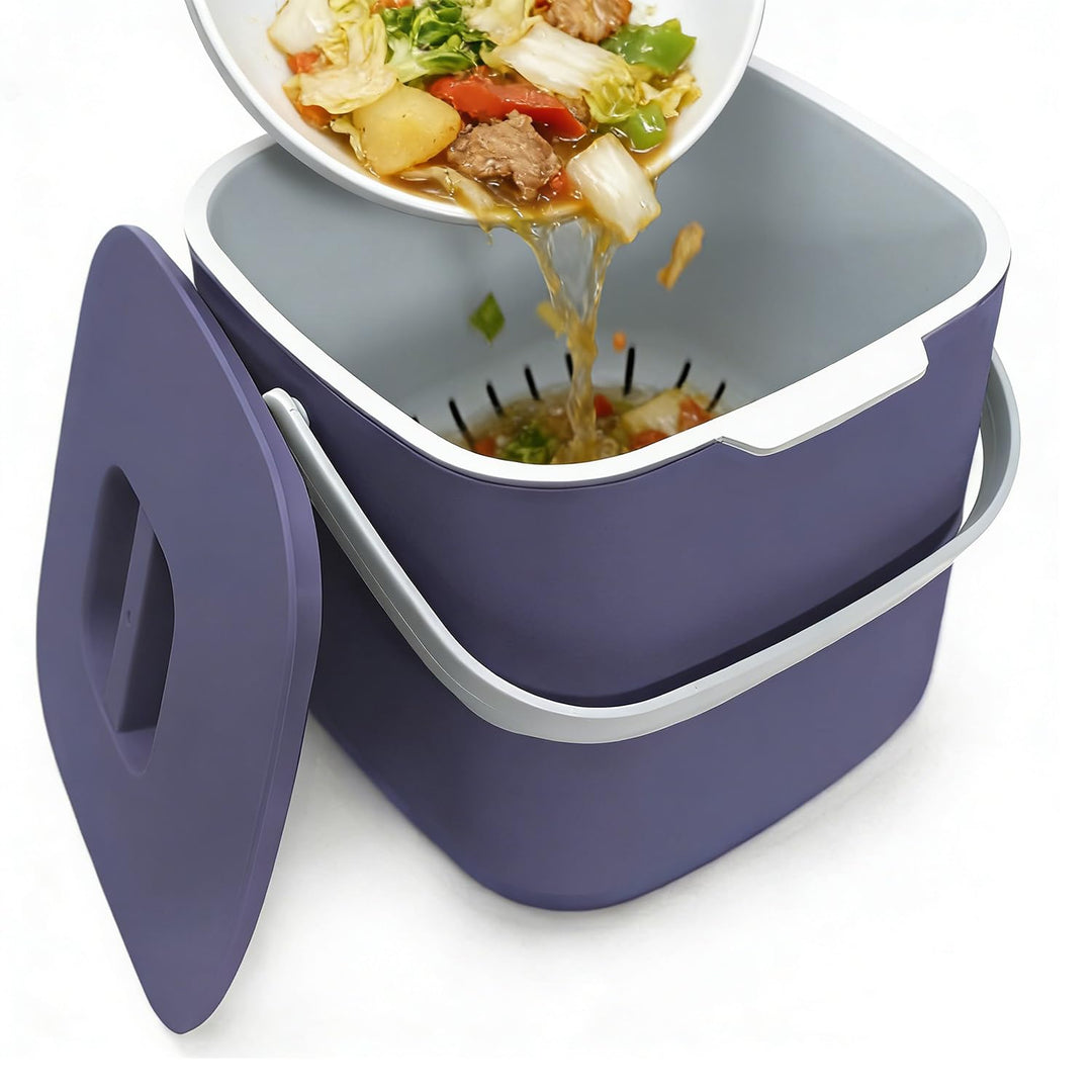 4L Biomülleimer Küche Klein,Komposteimer Küche mit Sieb,Biomüll Behälter mit Deckel,Geruchsdicht Bio