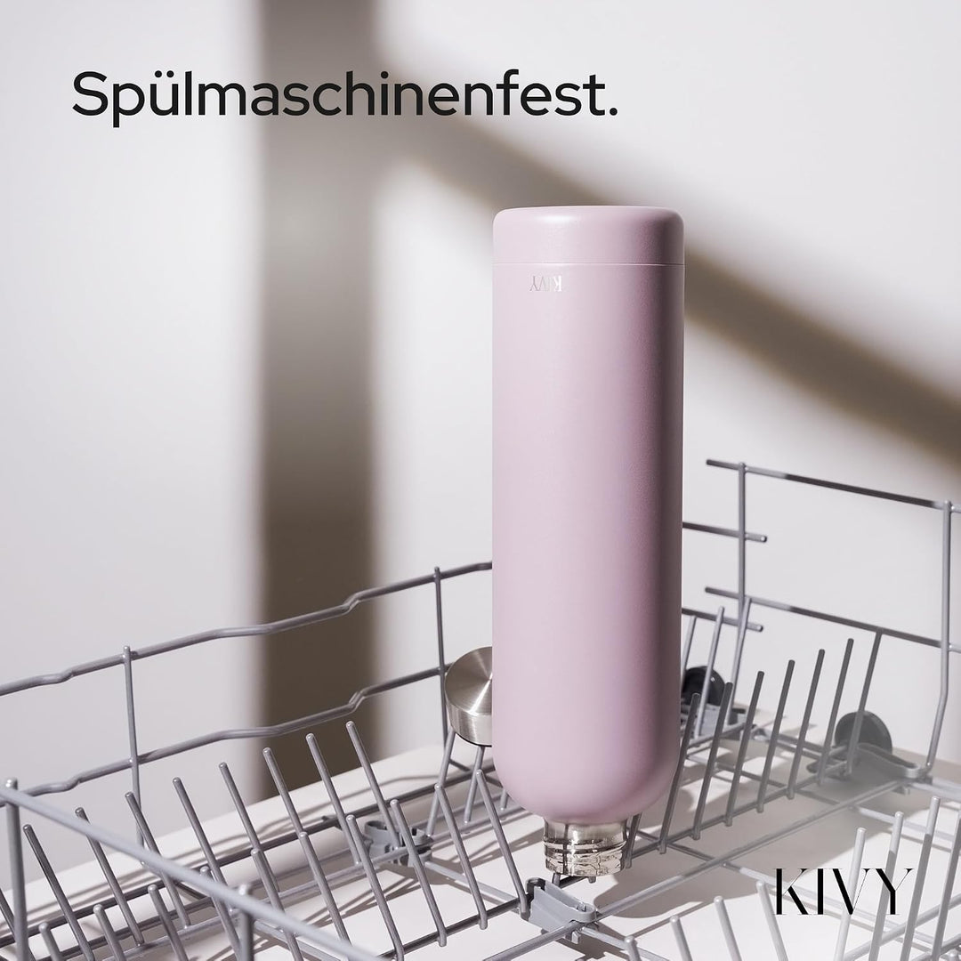 KIVY Edelstahl Trinkflasche 750ml - Auslaufsicher &amp; Kohlensäure geeignet Taupe 750 ml, Taupe 750 ml