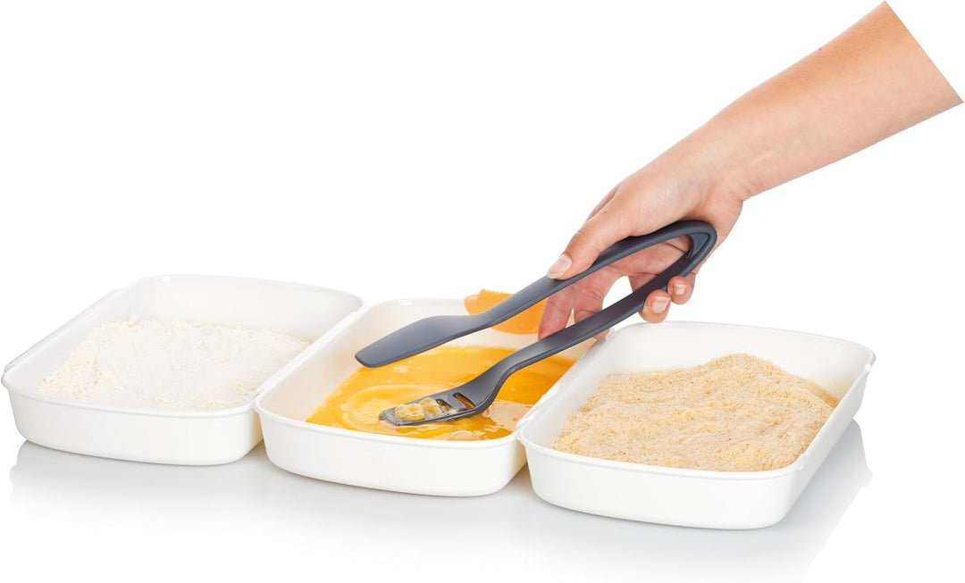 Tescoma Panierschalen Set 3-teilig mit Zange, Panierstrasse für Schnitzel