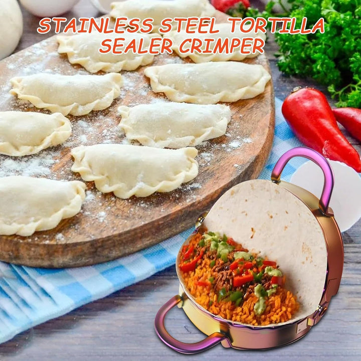Tortilla Sealer, Dumpling Maker, Stainless Steel Kitchen Tool | Easy Press Design, Sturdy Metal Cons