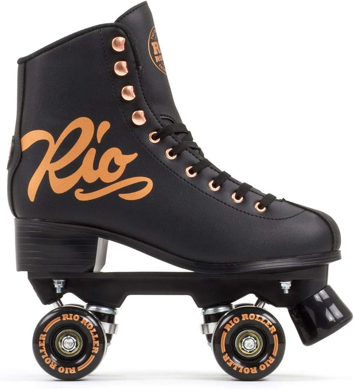 Rio Roller Unisex-Erwachsene Rosa Quad Skates Rollschuhe 40.5 Schwarz, 40.5 Schwarz