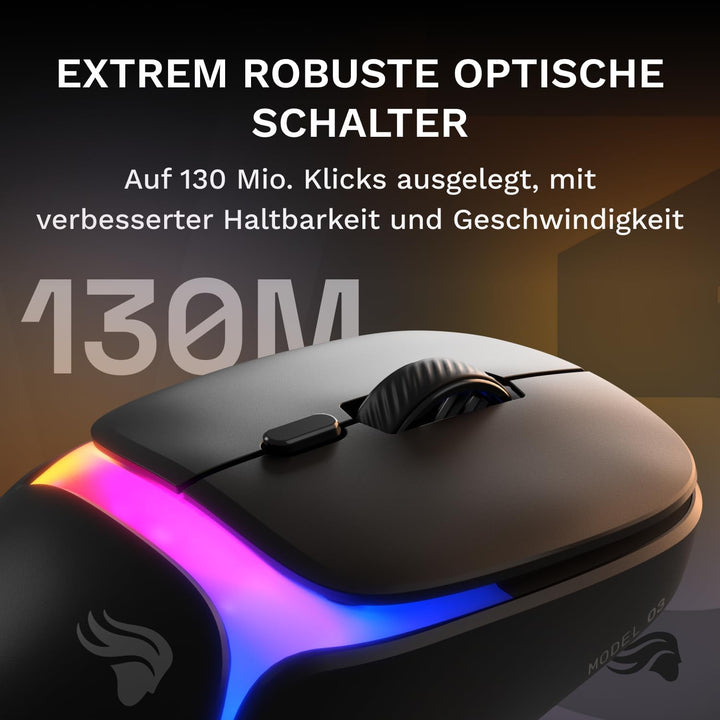 GLORIOUS Gaming Model O3 Wireless – gamingmus – Utbytbart InfinitePlay-batterisystem, 8 000-pollning