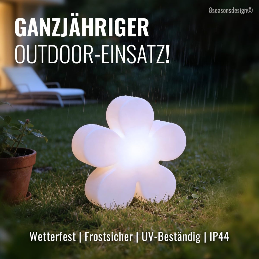 8 seasons LED Blume 40cm Shining Flower (weiss), RGB Farbwechsel, dimmbar, mit Fernbedienung – Dekol