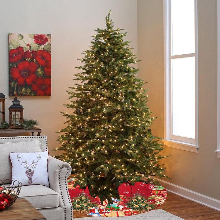 Weihnachtsbaum Decke, 120cm Grosse Dunkelrot Weihnachtsbaum Rock Matte mit Weihnachtsmann, Polyester