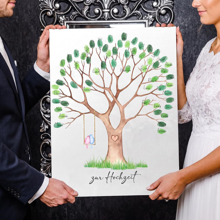 Gästebuch Hochzeit Fingerabdruck 30 x 40 cm, Leinwand mit Holzrahmen,