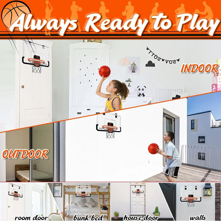 TEUVO Basketballkorb für Kinder und Erwachsene, Strong Indoor Mini Basketballkorb für Tür mit Pumpe,