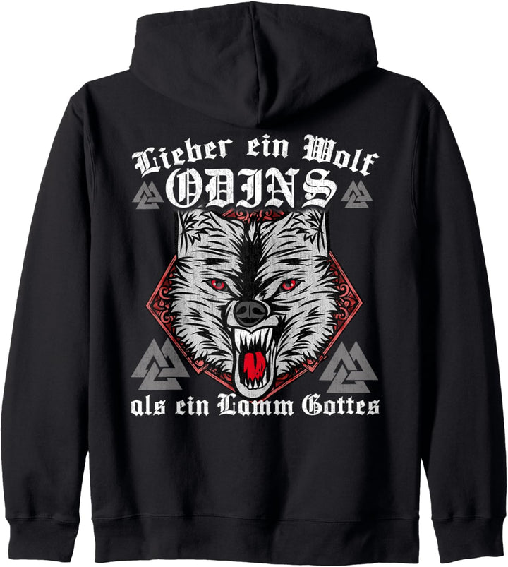Lieber ein Wolf Odins als ein Lamm Gottes Wikinger Nordisch Kapuzenjacke